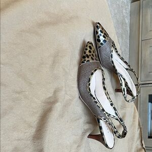 Talbots Leopard Print Slingback Heels